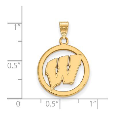 University of Wisconsin Gold-Plated Sterling Silver Medium Letter W Pendant – view 2