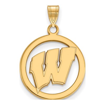 University of Wisconsin Gold-Plated Sterling Silver Medium Letter W Pendant