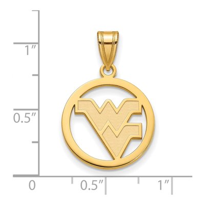 West Virginia University Gold-Plated Sterling Silver W-V Medium Circle Pendant – view 2