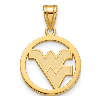 West Virginia University Gold-Plated Sterling Silver W-V Medium Circle Pendant