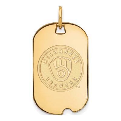 Milwaukee Brewers Gold-Plated Sterling Silver Dog Tag Pendant
