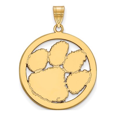Clemson University Gold-Plated Sterling Silver Extra Large Tiger Paw XL Circle Pendant
