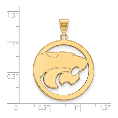 Kansas State University Gold-Plated Sterling Silver Wildcat Extra Large Circle Pendant – view 2