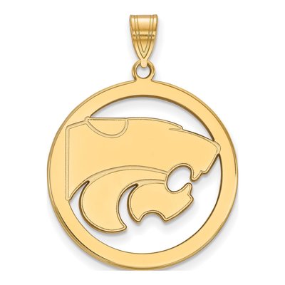 Kansas State University Gold-Plated Sterling Silver Wildcat Extra Large Circle Pendant
