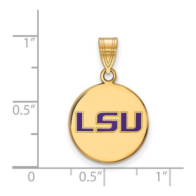 Louisiana State University Gold-Plated Sterling Silver Medium LSU Enameled Disc Pendant – view 2