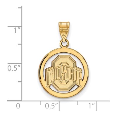 Ohio State University Gold-Plated Sterling Silver Medium Med Circle Pendant – view 2