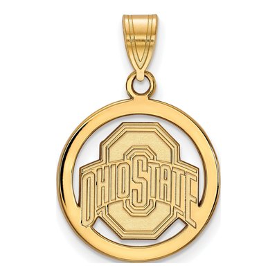 Ohio State University Gold-Plated Sterling Silver Medium Med Circle Pendant
