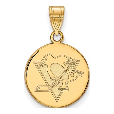 Pittsburgh Penguins Gold-Plated Sterling Silver Medium Disc Pendant