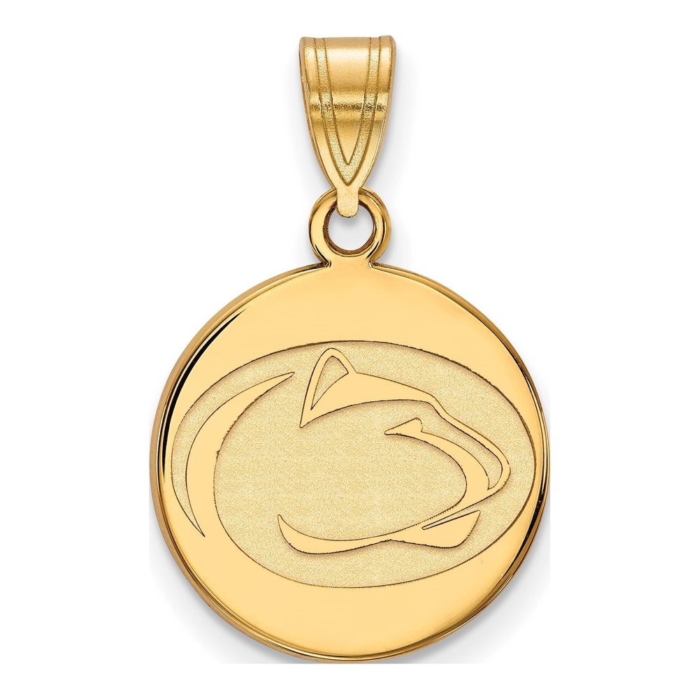 Sterling Silver Gold-Plated Logoart Penn State University Lion Medium Disc Pendant