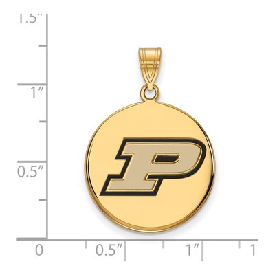 Purdue University Gold-Plated Sterling Silver Large Enameled Disc Letter P Pendant – view 2