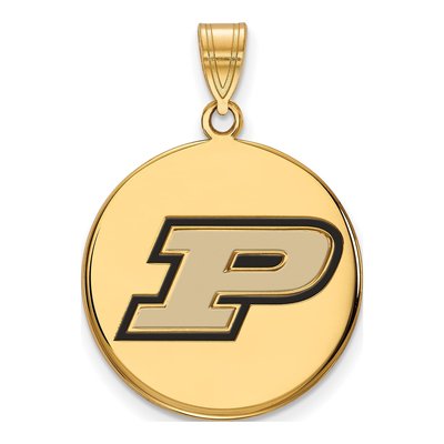 Purdue University Gold-Plated Sterling Silver Large Enameled Disc Letter P Pendant