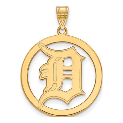 Detroit Tigers Gold-Plated Sterling Silver Large Circle Pendant