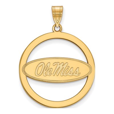 University of Mississippi Gold-Plated Sterling Silver Ole Miss Extra Large Circle Pendant