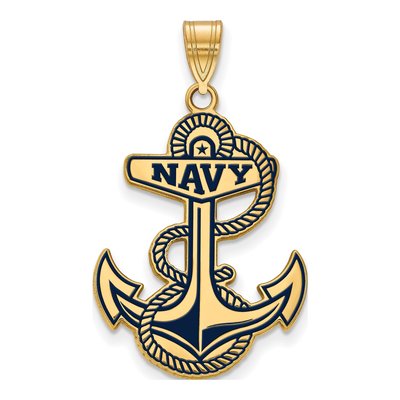 United States Naval Academy Gold-Plated Sterling Silver Extra Large US Anchor Pendant
