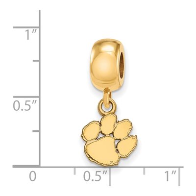 Clemson University Gold-Plated Sterling Silver Extra Small Tiger Paw Dangle Bead – view 3