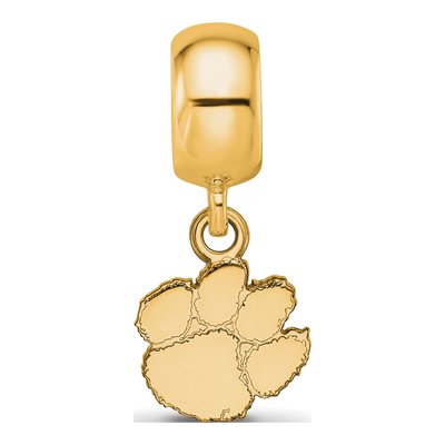Clemson University Gold-Plated Sterling Silver Extra Small Tiger Paw Dangle Bead – view 4