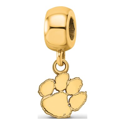 Clemson University Gold-Plated Sterling Silver Extra Small Tiger Paw Dangle Bead