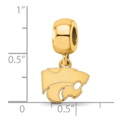Kansas State University Gold-Plated Sterling Silver Extra Small Wildcat Dangle Bead – view 3