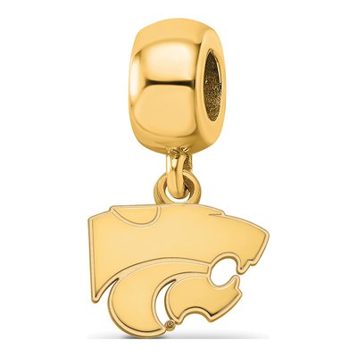 Kansas State University Gold-Plated Sterling Silver Extra Small Wildcat Dangle Bead