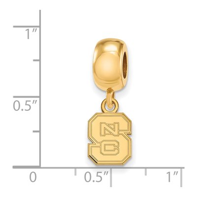 North Carolina State University Gold-Plated Sterling Silver Extra Small NC Dangle Bead – view 2