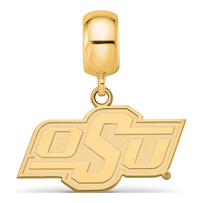 Oklahoma State University Gold-Plated Sterling Silver Small O-S-U Dangle Bead – view 2