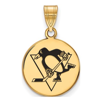 Pittsburgh Penguins Gold-Plated Sterling Silver Medium Enameled Disc Pendant