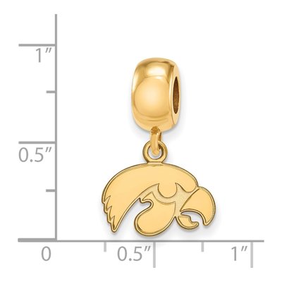 University of Iowa Gold-Plated Sterling Silver Extra Small Hawk Dangle Bead – view 2