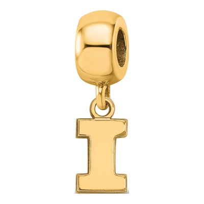 University of Illinois Gold-Plated Sterling Silver Extra Small Letter I Dangle Bead