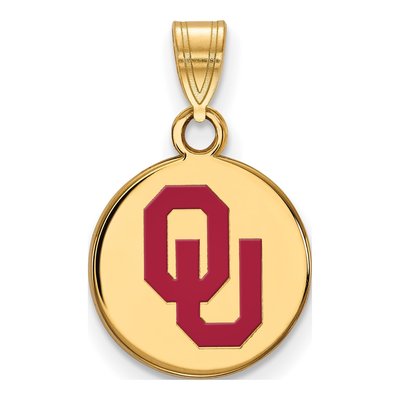 University of Oklahoma Gold-Plated Sterling Silver Small O-U Enamel Disc Pendant