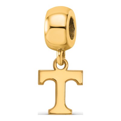 University of Tennessee Gold-Plated Sterling Silver Extra Small Letter T Dangle Bead