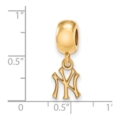 New York Yankees Gold-Plated Sterling Silver Extra Small NY Dangle Bead – view 2