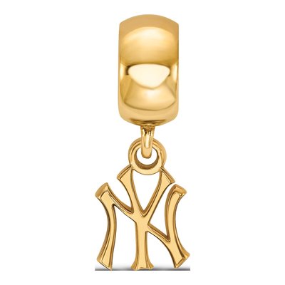New York Yankees Gold-Plated Sterling Silver Extra Small NY Dangle Bead – view 3