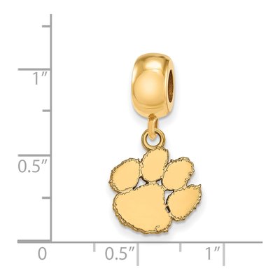 Clemson University Gold-Plated Sterling Silver Small Tigers Paw Dangle Bead – view 3