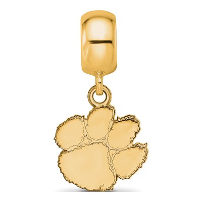 Clemson University Gold-Plated Sterling Silver Small Tigers Paw Dangle Bead – view 4