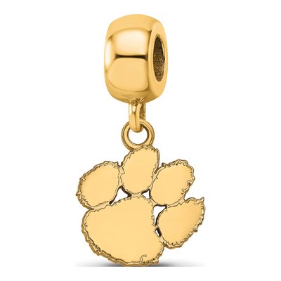 Clemson University Gold-Plated Sterling Silver Small Tigers Paw Dangle Bead