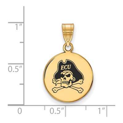 East Carolina University Gold-Plated Sterling Silver Medium Pirates Enamel Disc Pendant – view 2