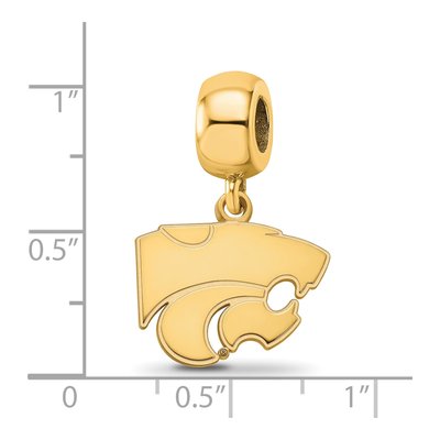 Kansas State University Gold-Plated Sterling Silver Small Wildcat Dangle Bead – view 2