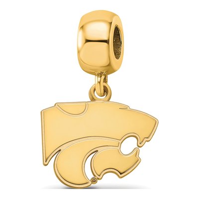 Kansas State University Gold-Plated Sterling Silver Small Wildcat Dangle Bead
