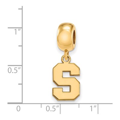 Michigan State University Gold-Plated Sterling Silver Small Letter S Dangle Bead – view 2