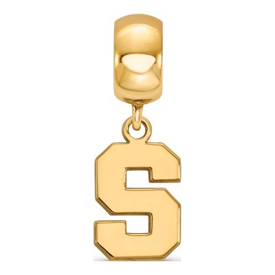 Michigan State University Gold-Plated Sterling Silver Small Letter S Dangle Bead – view 3