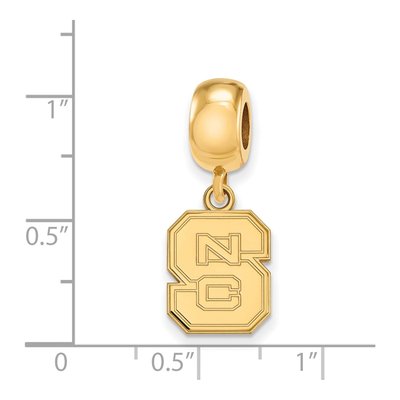 North Carolina State University Gold-Plated Sterling Silver Small NC Dangle Bead – view 3