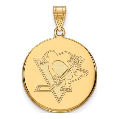 Pittsburgh Penguins Gold-Plated Sterling Silver Large Disc Pendant
