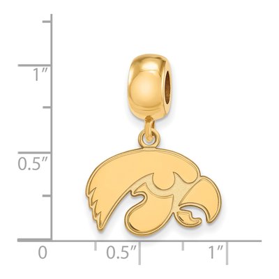 University of Iowa Gold-Plated Sterling Silver Small Hawk Dangle Bead – view 2