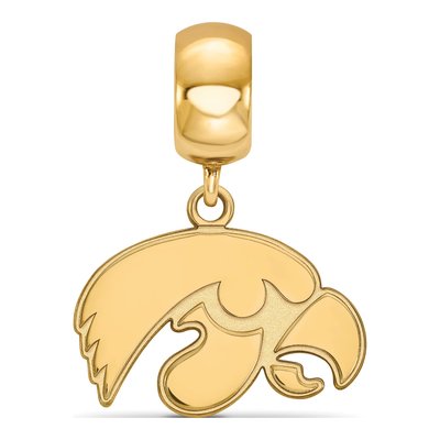 University of Iowa Gold-Plated Sterling Silver Small Hawk Dangle Bead – view 3