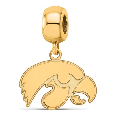 University of Iowa Gold-Plated Sterling Silver Small Hawk Dangle Bead