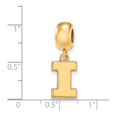 University of Illinois Gold-Plated Sterling Silver Small Letter I Dangle Bead – view 2