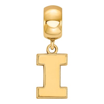 University of Illinois Gold-Plated Sterling Silver Small Letter I Dangle Bead – view 3