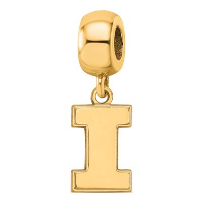 University of Illinois Gold-Plated Sterling Silver Small Letter I Dangle Bead