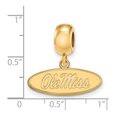 University of Mississippi Gold-Plated Sterling Silver Small Ole Miss Dangle Bead – view 2