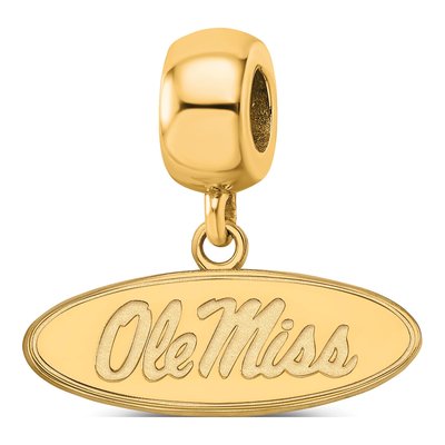 University of Mississippi Gold-Plated Sterling Silver Small Ole Miss Dangle Bead